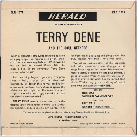 Terry Dene And The Soul Seekers - Now