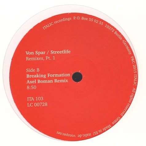 Von Spar - Streetlife (Remixes, Pt. 1)