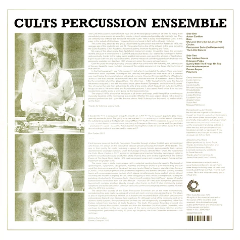 Cults Percussion Ensemble - The Cults Percussion Ensemble