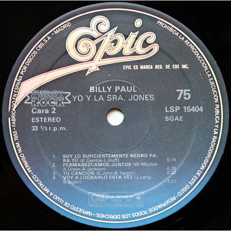 Billy Paul - Yo Y La Sra. Jones