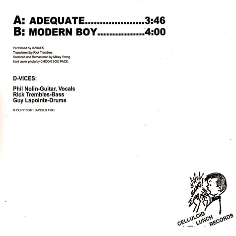 The D-Vices - Adequate / Modern Boy