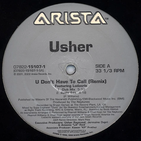 Usher - U Don't Have To Call (Remix)