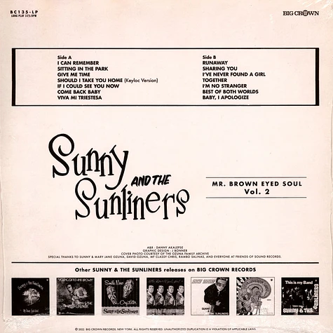 Sunny & The Sunliners - Mr Brown Eyed Soul Volume 2 Red Vinyl Edition