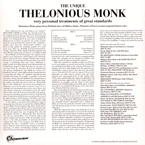 Thelonious Monk - The Unique Clear Vinyl Edtion