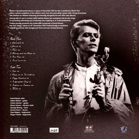 David Bowie - Tokyo 78 White Vinyl Edition