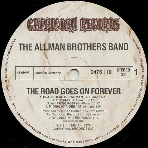The Allman Brothers Band - The Road Goes On Forever (A Collection Of Their Greatest Recordings)