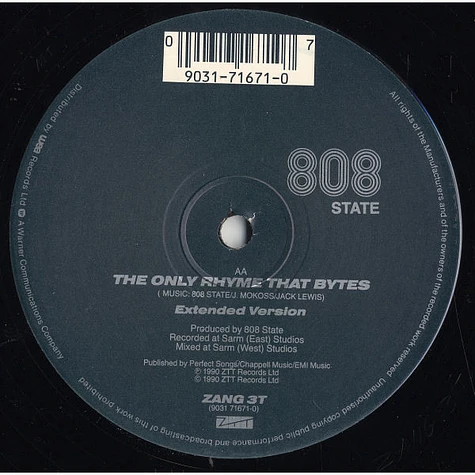 MC Tunes Versus 808 State - The Only Rhyme That Bites