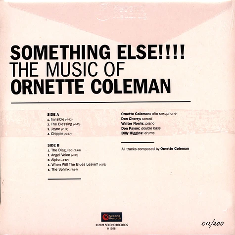 Ornette Coleman - Something Else Clear Vinyl Edition