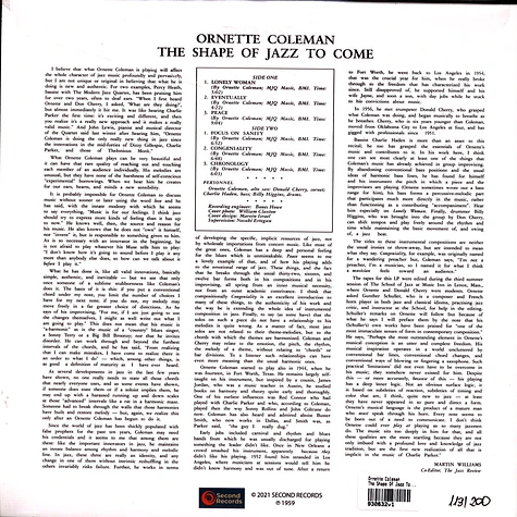 Ornette Coleman - The Shape Of Jazz To Come Crystal Clear / Black Marble Vinyl Edition