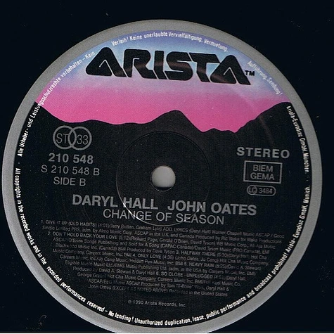 Daryl Hall & John Oates - Change Of Season