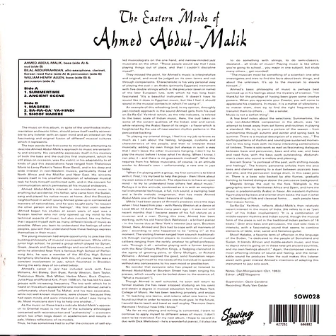 Ahmed Abdul - Eastern Moods Of Ahmed Abdul-Malik Clear Vinyl Edition