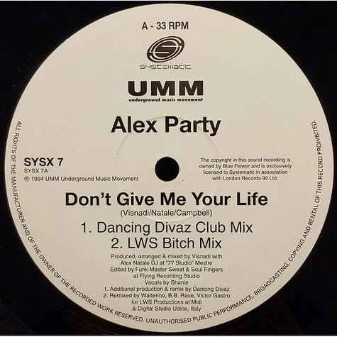 Alex Party - Don't Give Me Your Life