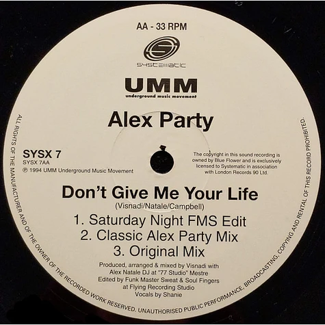 Alex Party - Don't Give Me Your Life