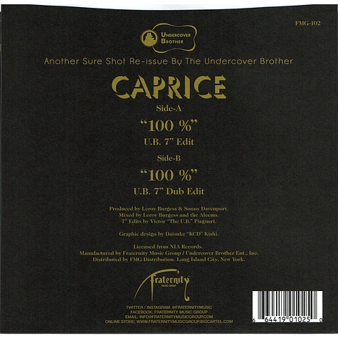 Caprice - 100% (U.B. 7" Edits)