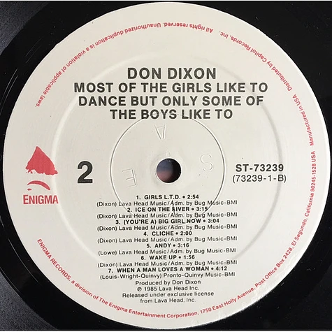 Don Dixon - Most Of The Girls Like To Dance But Only Some Of The Boys Like To