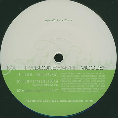Matthew Boone - Wambel Moods EP