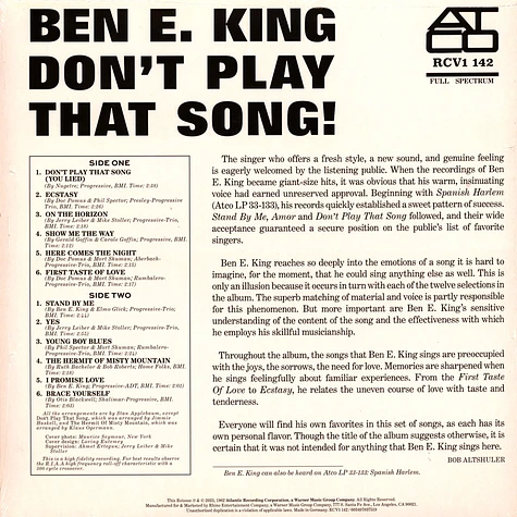Ben E. King - Don't Play That Song Crystal Clear Vinyl Edition