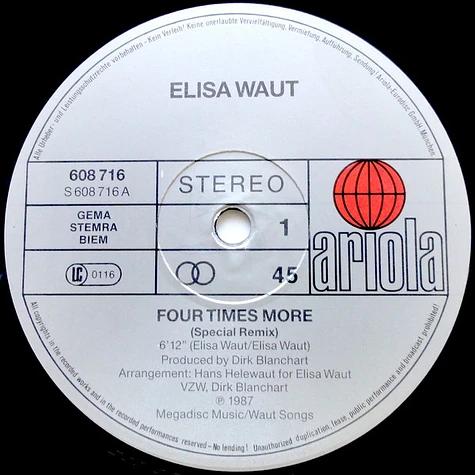 Elisa Waut - Four Times More (12 Inch Special Remix)