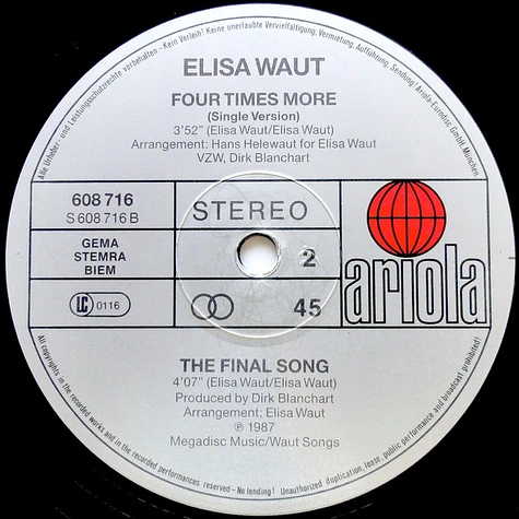 Elisa Waut - Four Times More (12 Inch Special Remix)