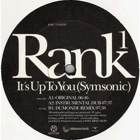 Rank 1 - It's Up To You (Symsonic)