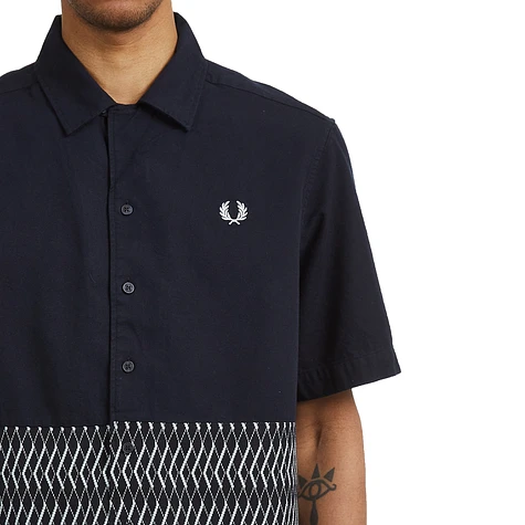 Fred Perry - Knitted Panel Revere Collar Shirt (Navy) | HHV