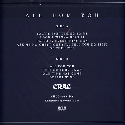 Crac - All For You Record Store Day 2023 Silver Vinyl Edition