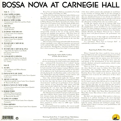 V.A. - Bossa Nova At Carnegie Hall Record Store Day 2023 Edition