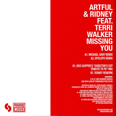 Artful & Ridney - Missing You Feat Terri Walker Record Store Day 2023 Blue Vinyl Edtion
