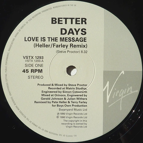 Better Days - Love Is The Message (Heller / Farley Remix)