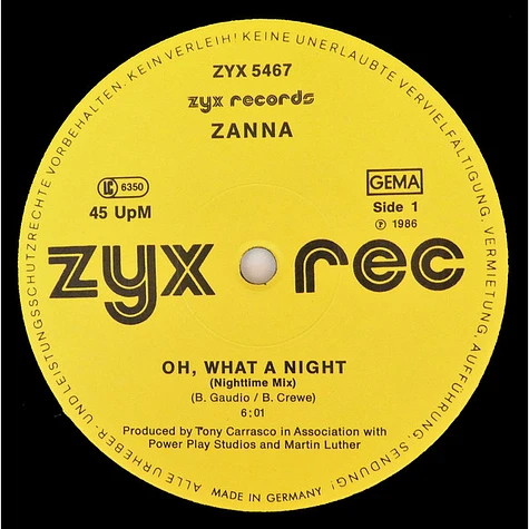 Zanna - Ooh What A Night