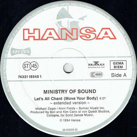 Ministry Of Sound - Let's All Chant (Move Your Body)