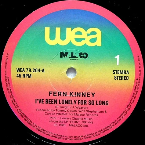 Fern Kinney - I've Been Lonely For So Long