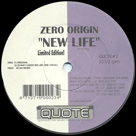Zero Origin - New Life