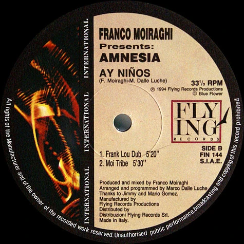 Frank 'O Moiraghi Presents Amnesia - Ay Niños