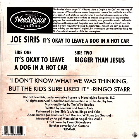 Joe Siris - It's Okay To Leave A Dog In A Hot Car Striped Vinyl Edition
