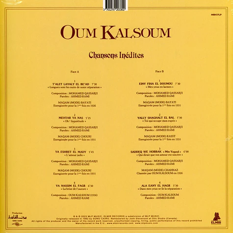 Oum Kalsoum - Chansons Inédites (Unreleased Songs)