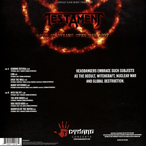 Testament - Live At Dynamo Open Air 1997 Orange Vinyl Edition
