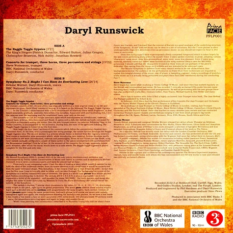Bbc National Orchestra Of Wales King's Singers - Daryl Runswick: Concerto For Trumpet & Sinfonie No