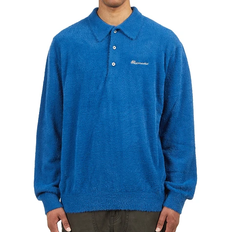 thisisneverthat - Script Shaggy Knit Polo (Blue) | HHV