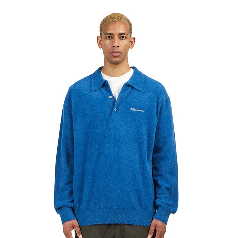 thisisneverthat - Script Shaggy Knit Polo (Blue) | HHV