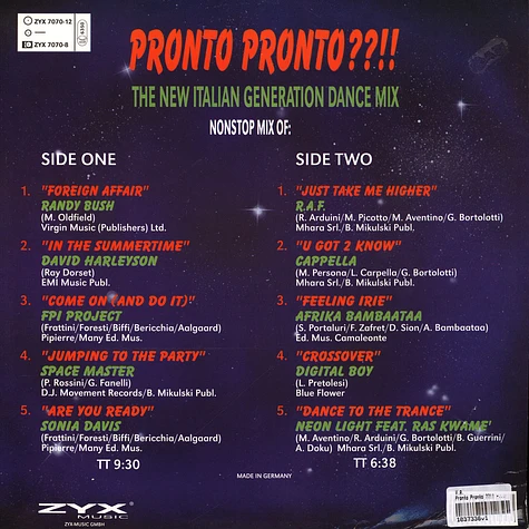 V.A. - Pronto Pronto ??!! - The New Italian Generation Dance Mix