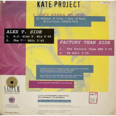 Kate Project - I Don't Wanna Believe