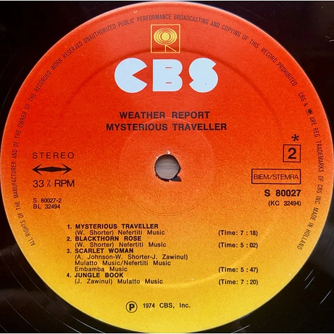 Weather Report – Mysterious Traveller LP-