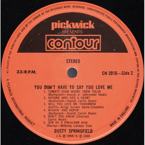 Dusty Springfield - You Don't Have To Say You Love Me