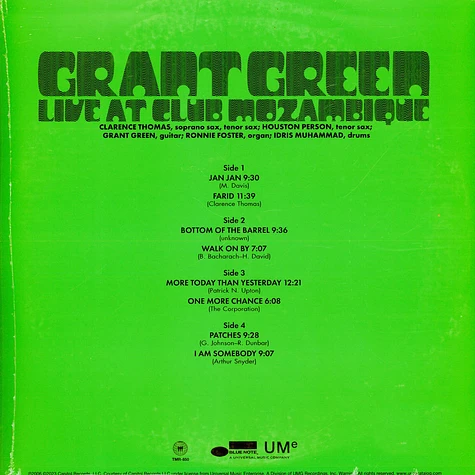 Grant Green - Live At Club Mozambique Opaque Green Vinyl Edition