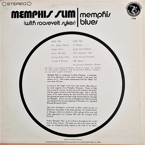 Memphis Slim With Roosevelt Sykes - Memphis Blues