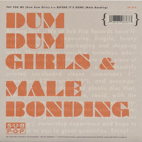 Dum Dum Girls / Male Bonding - Pay For Me / Before It's Gone