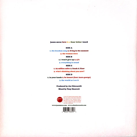 Jason Mraz - Love Is A Four Letter Word Clear Vinyl Edition