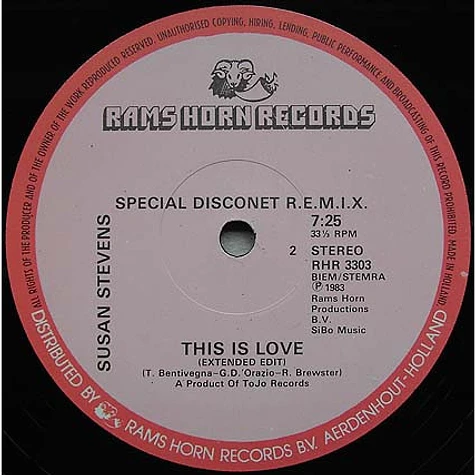 Susan Stevens - This Is Love (Special Disconet R.E.M.I.X.)