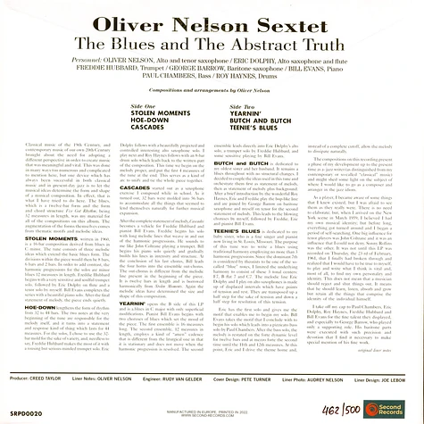 Oliver Nelson - The Blues And The Abstract Truth With Bill Evans Editionwhite / Blue Splatter Vinyl Edition
